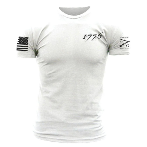GRUNT STYLE Men's 1776 Flag White Short Sleeve Shirt (GS5199)