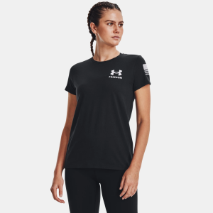 UNDER ARMOUR Women's Freedom Banner Black/White T-Shirt (1370819-001)