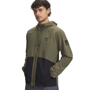 UNDER ARMOUR Men's Freedom Marine OD Green/Black Windbreaker Jacket (1382947-391)