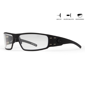 GATORZ EYEWEAR Magnum Black/Black Logo Sunglasses w/ MILSPEC ANSI Z87.1 Ballistic Photochromic Anti-Fog Lens (GZ-01-005)