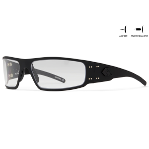 GATORZ EYEWEAR Magnum Black/Black Logo Sunglasses w/ MILSPEC ANSI Z87.1 Ballistic Anti-Fog Clear Lens (GZ-01-003)