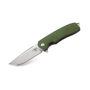 BESTECH KNIVES Lion 3.47in D2 Stonewash/Satin Blade Army Green G10 Folding Knife (BG01B)