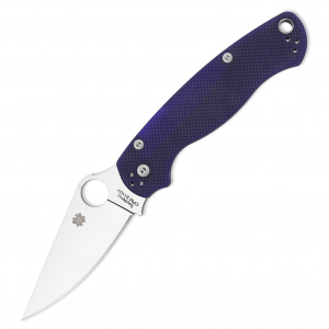 SPYDERCO Para Military 2 G-10 Dark Blue Handle PlainEdge Folding Knife (C81GPDBL2)