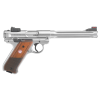ruger mark iv hunter 22lr 6.88in 10rd satin stainless rimfire pistol with checkered laminate grip (40118)