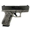 glock 43x custom "gray steel elephant engraved" 9mm 3.41in 2x 10rd mags pistol (px4350201modelegrs)