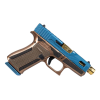 glock shark coast tactical 43x mos blue hush 9mm 3.4in 10rd brown/blue double-action pistol (300237030120)