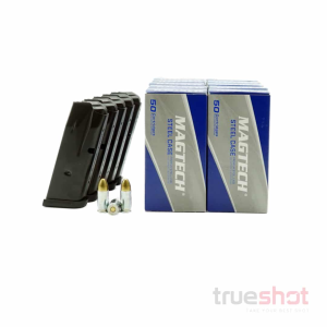 BUNDLE DEAL: 5 Black 10 Round Canik METE MC9 Magazines and 500 Rounds of Ammo - Magtech 9mm 115 Grain Steel