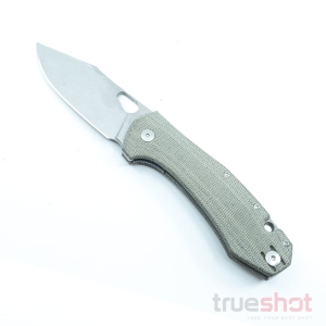 GiantMouse - ACE Grand - Green - Canvas Micarta - Stonewash - ELMAX - 3.4"